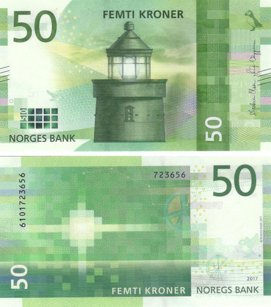 Коллекционная банкнота Норвегия 50 крон 2017 года UNC P53 (Б11077)