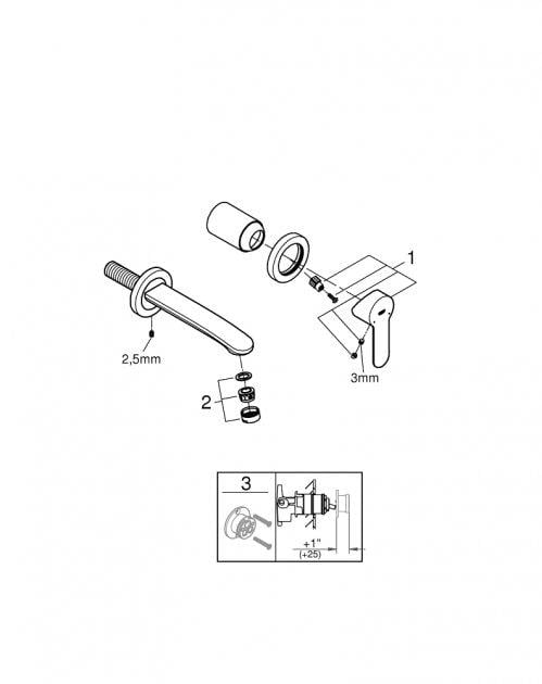 Смеситель для умывальника скрытого монтажа Grohe Eurostyle Cosmopolitan (19571002) - фото 3