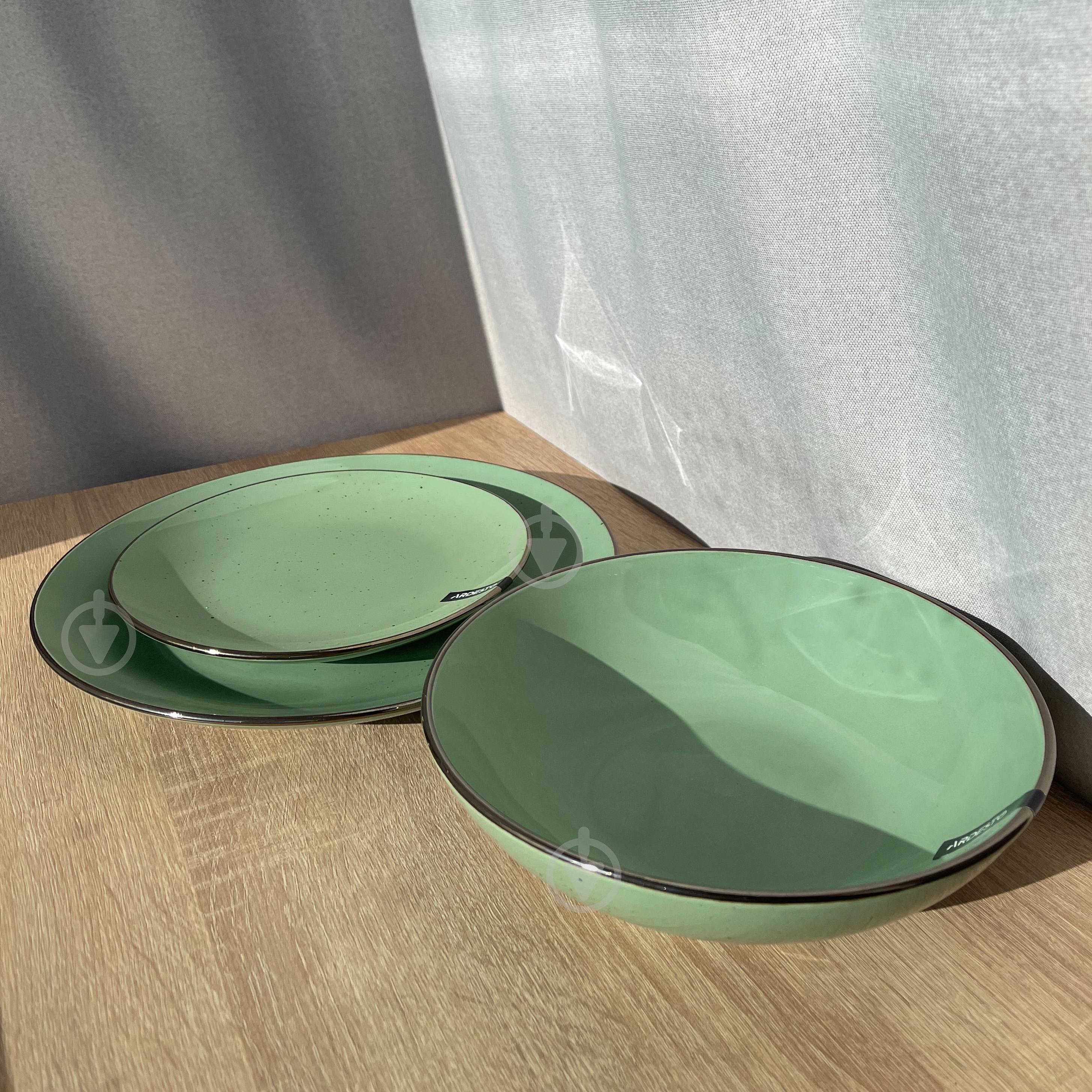 Сервіз столового посуду Ardesto Bagheria 36 пр. 12 персон кам'яна кераміка Зелений - фото 4