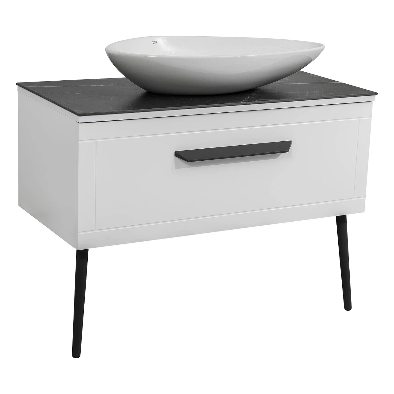 Тумба Сиена Белый матовый со столешницей 100 см и умывальником Olive 74 см (2671325214) Тумба Сиена Белый матовый со столешницей 100 см и умывальником Olive 74 см (2671325214)