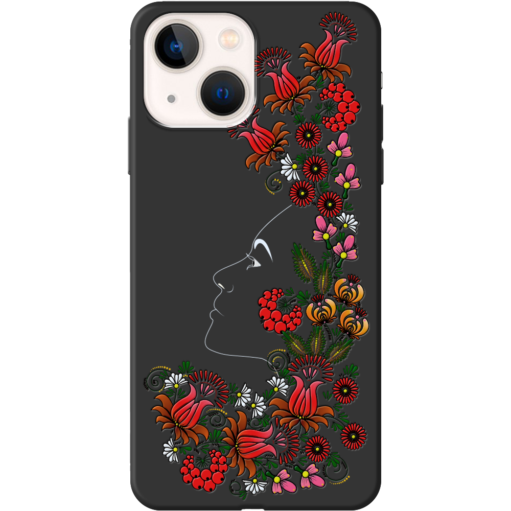 Чехол BoxFace iPhone 13 3D Ukrainian Muse Черный силикон (43370-bk64-43446)