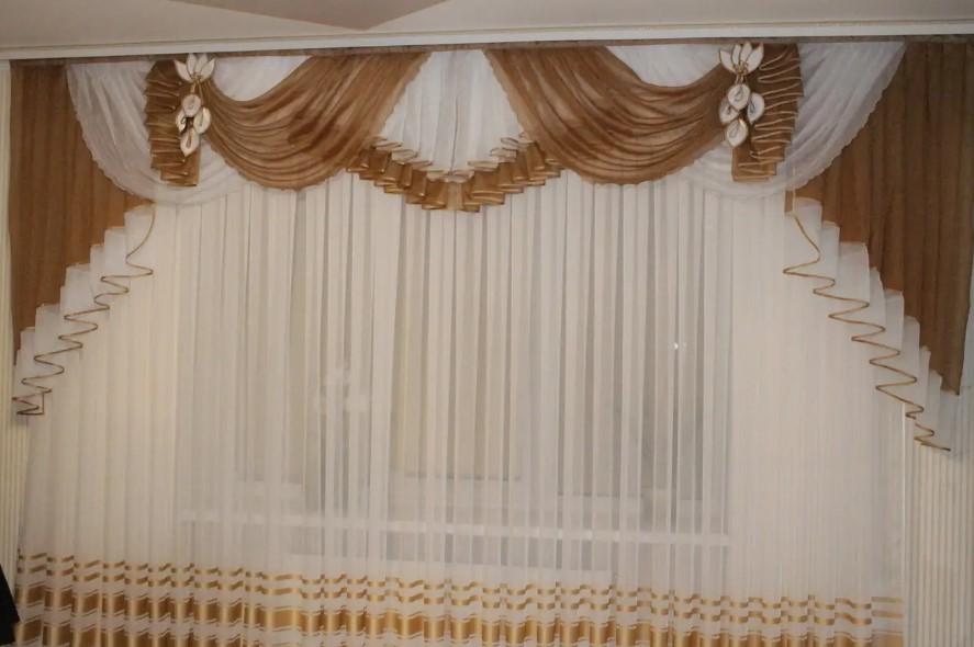 Ламбрекен в гостиную шифон 3 м Коричневый (158)