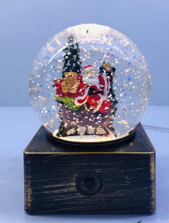 Новогодний ночник со снегом Новый год шар с подсветкой (930)