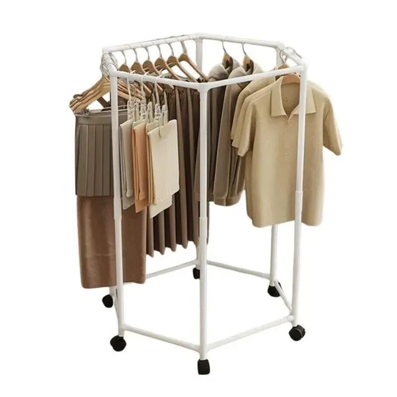 Вешалка для одежды с поворотом на 360° вращающаяся с колесиками Белый (3066-87)