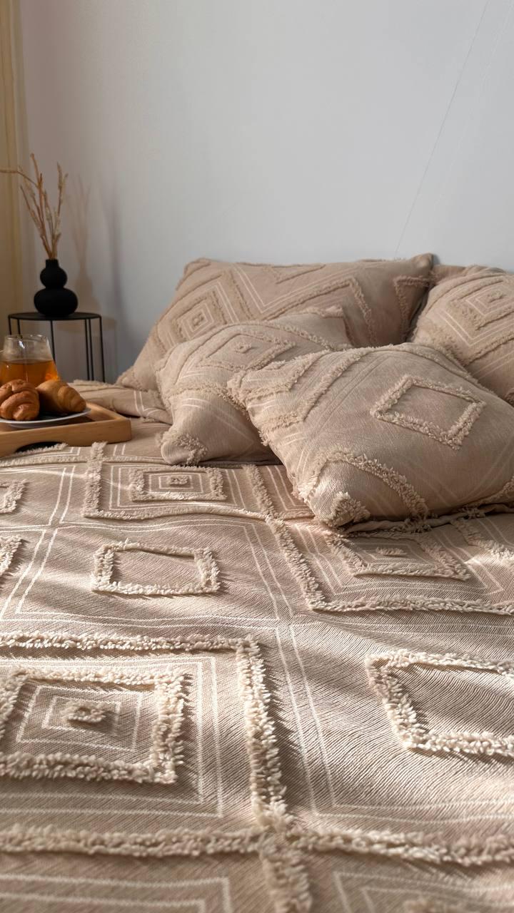 Покрывало Скандинавский большой ромб 140х240 см Бежевый - фото 2 Покрывало Скандинавский большой ромб 140х240 см Бежевый - фото 2