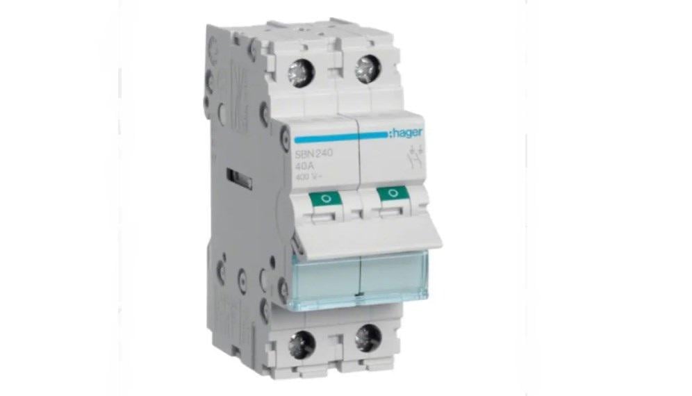 Выключатель нагрузки 2-полюсный Hager SBN240 40А 230V (37985240)