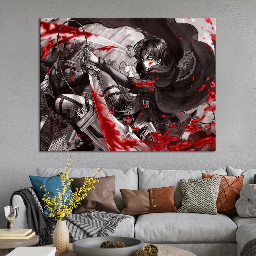 Настенний декор Леви Аккерман из аниме Атака титанов 80x60 см (YA-133)