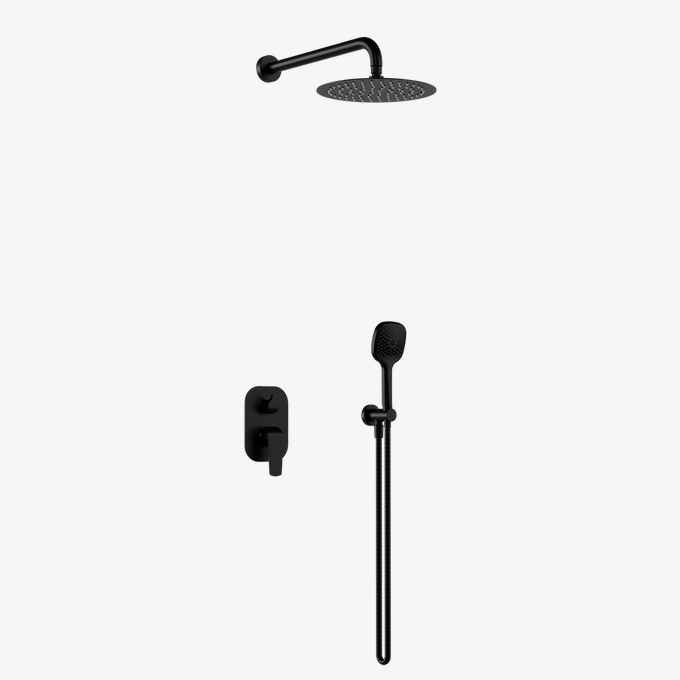 Смеситель скрытого монтажа Excellent Clever 2.0 2-функциональный с ручным и верхним душем Черный матовый (AREX.SET.4145BS)