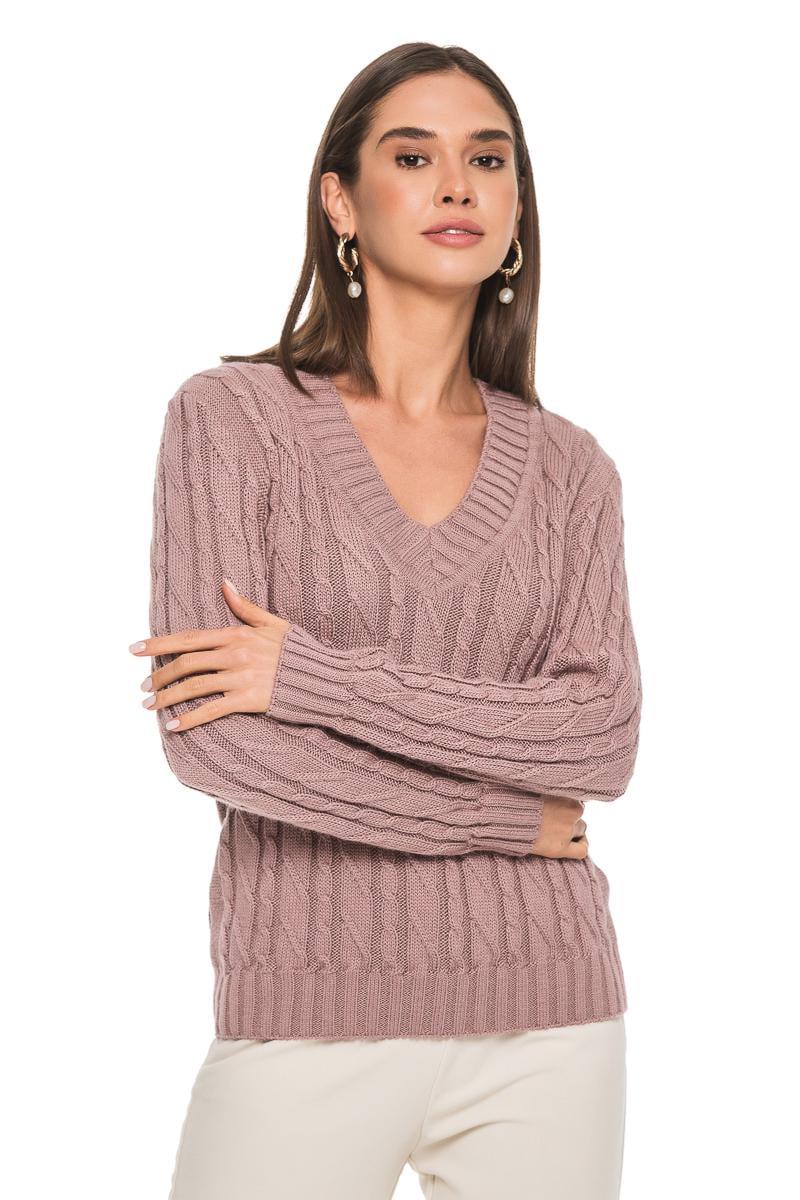 Свитер SVTR с V-образным воротником р. 54-56 Темно-пудровый (4409) Свитер SVTR с V-образным воротником р. 54-56 Темно-пудровый (4409)
