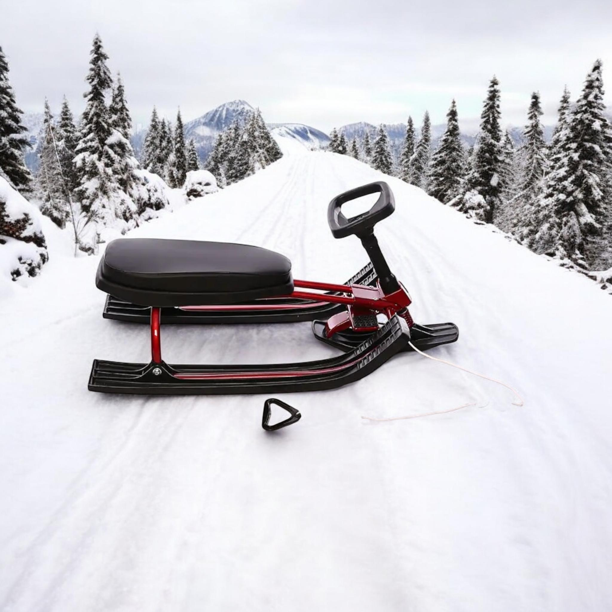 Санки керовані Skibob з гальмом та амортизатором для дітей до 80 кг Червоний (Skibob2) - фото 2