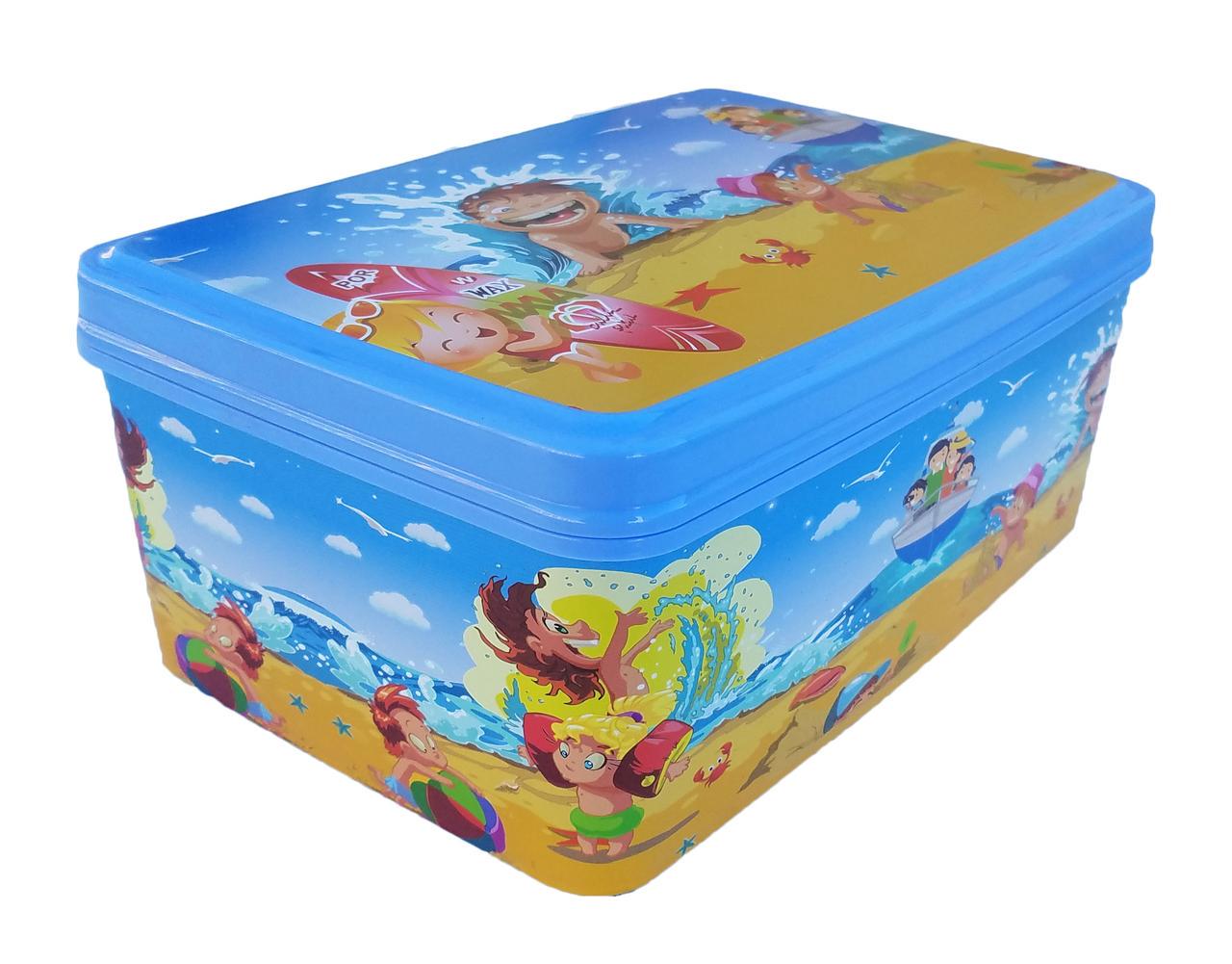 Пластиковый прямоугольный контейнер с крышкой 3,5 л 18x25x10 см Пляж (472849-Prob)