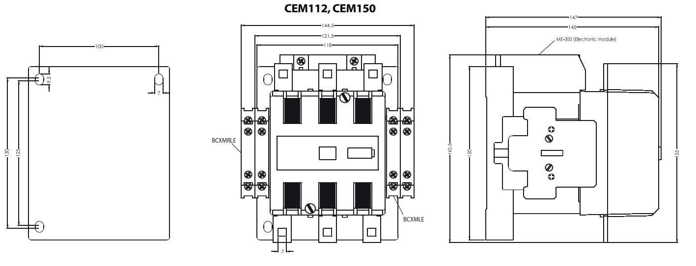 Контактор-пускач ETI CEM 150Е.22 150А 250 В 2NO 2NC (4654241) - фото 2