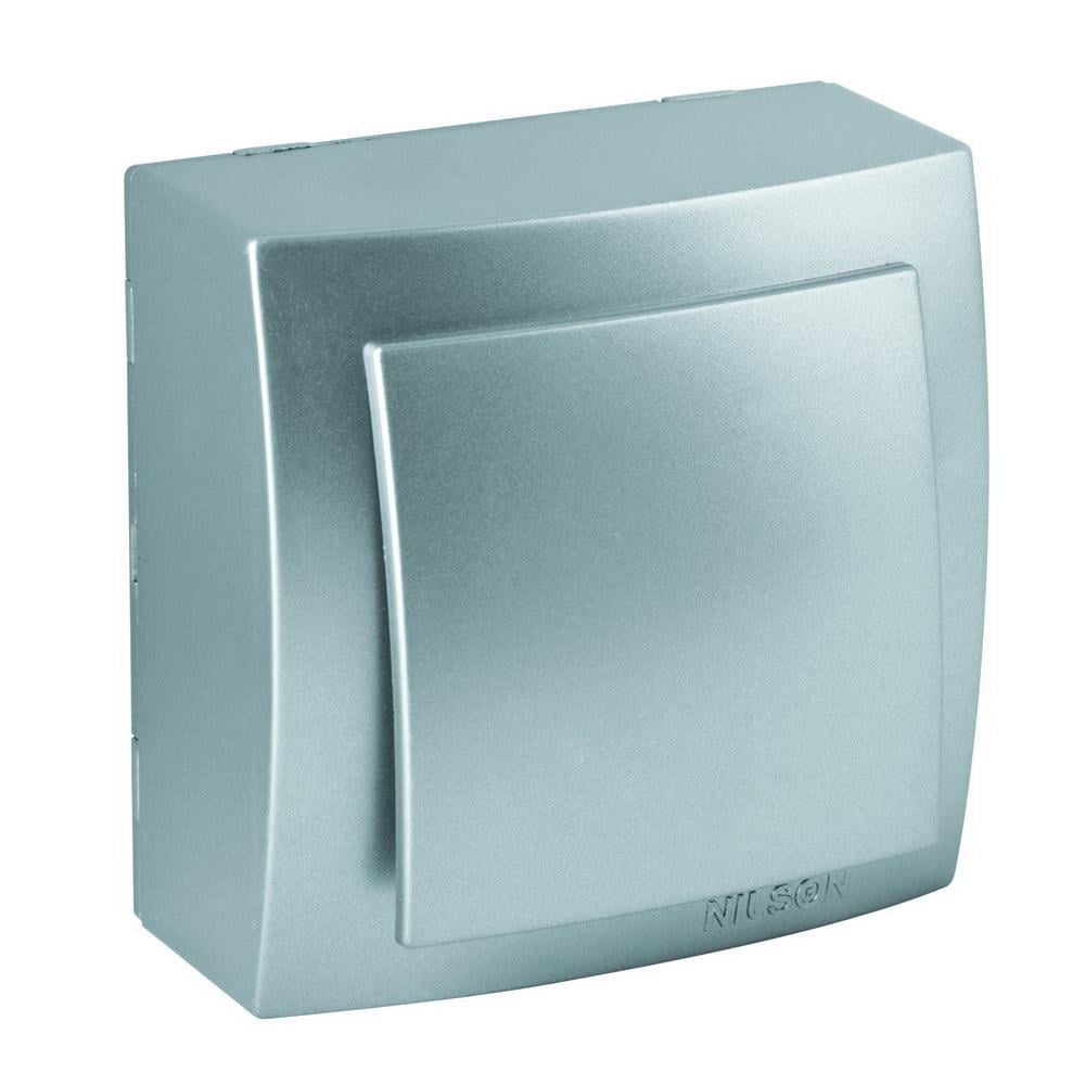 Вимикач одноклавішний Nilson Themis Срібний (26131001)