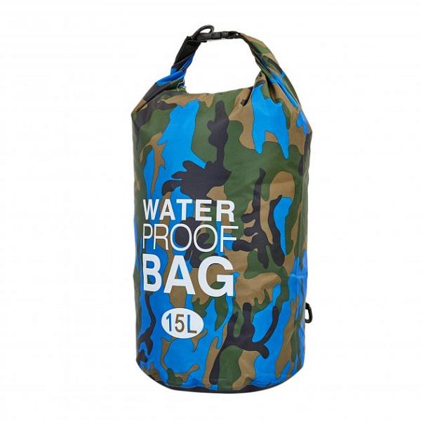 Гермомішок водонепроникний Waterproof Bag 15 л Камуфляжний з синім