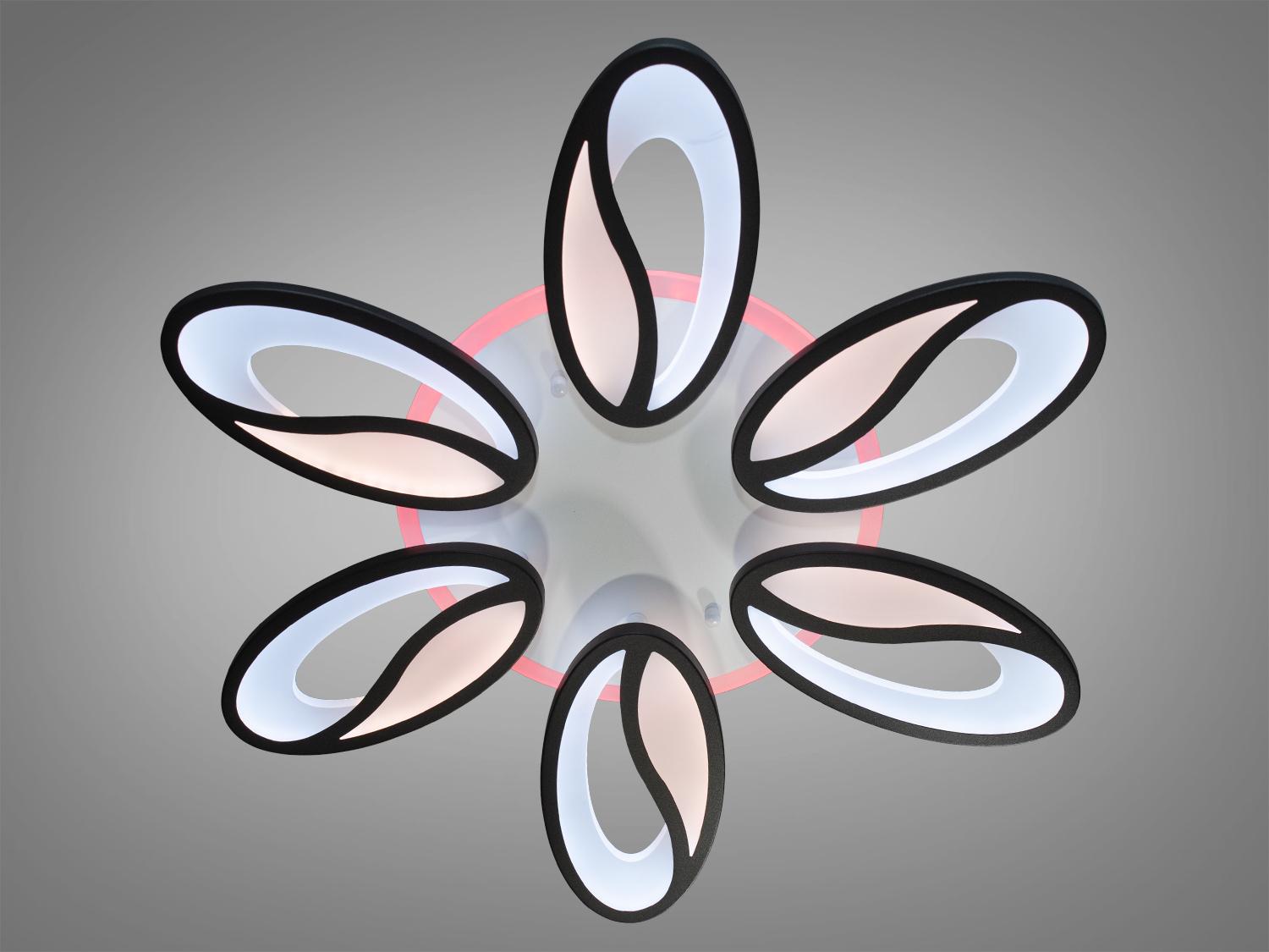 Люстра стельова LED підсвічування/димер/пульт 105W Чорний (8090/6BK 3col dim) - фото 3