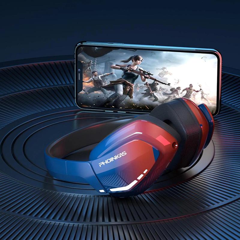 Наушники геймерские беспроводные PHOINIKAS Q8S с виртуальным звуком 7.1 Сине-красный (DB-2373) - фото 2