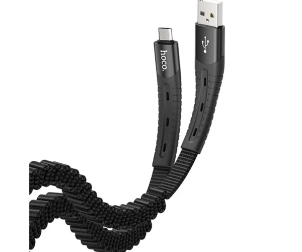 Кабель Data Hoco U78 Super Strong Elasticity Micro-USB 1,2 м Black