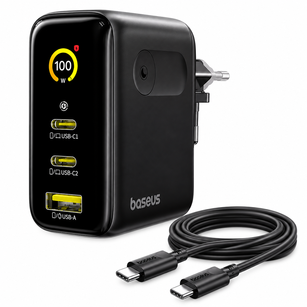 Зарядное устройство BASEUS PicoGo AE21 100W PD 2хType-C/USB с кабелем Type-C/Type-C 1,5м Черный (677780001) Зарядное устройство BASEUS PicoGo AE21 100W PD 2хType-C/USB с кабелем Type-C/Type-C 1,5м Черный (677780001)