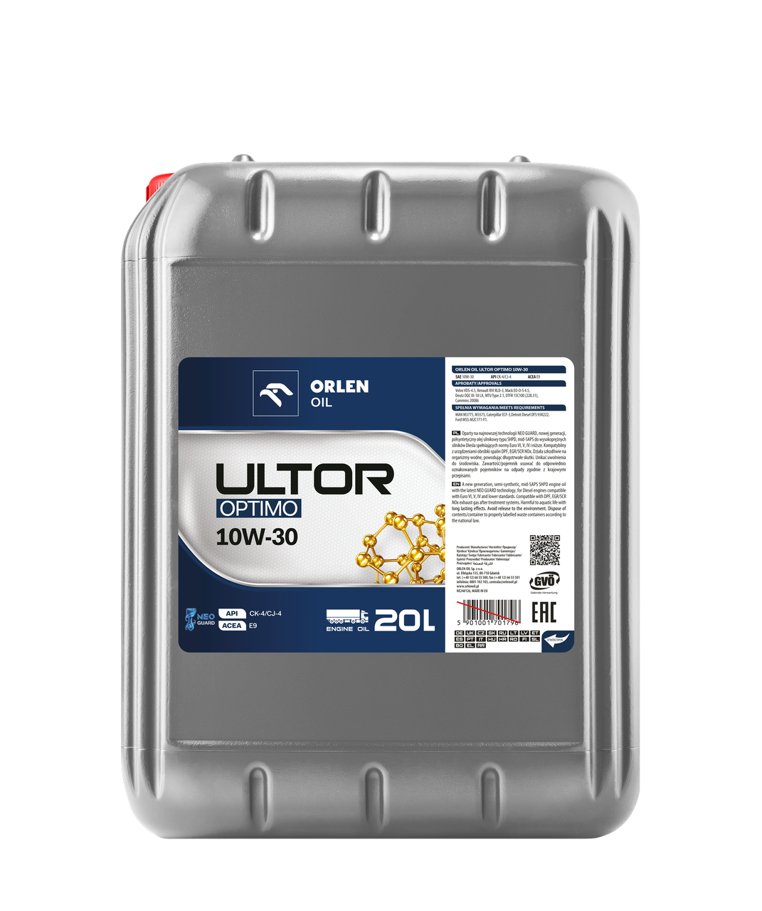 Мастило до вантажних автомобілів Orlen Oil Ultor Optimo CJ 10W-30 20 л (100001599м)