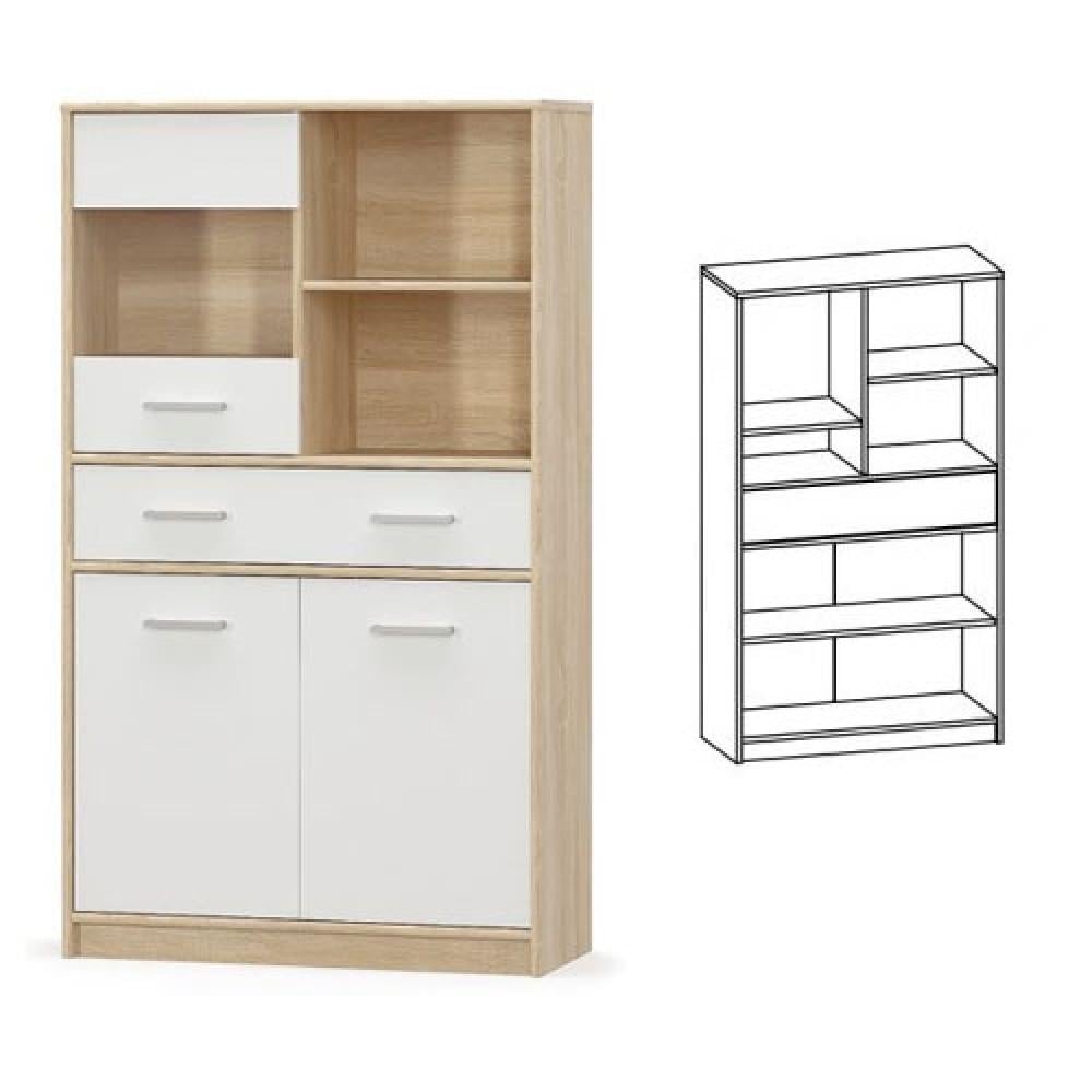 Пенал-вітрина Мебель-Сервіс 2Д1В1Ш Tips Дуб самоа/Білий (27158710) - фото 3 Пенал-вітрина Мебель-Сервіс 2Д1В1Ш Tips Дуб самоа/Білий (27158710) - фото 3