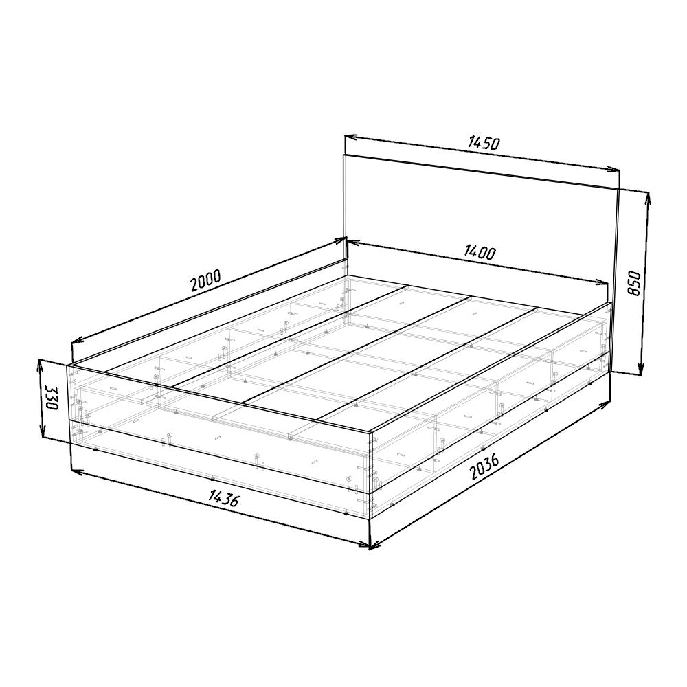 Кровать двуспальная из ДСП OSLO 145х203х85 см (000062639) - фото 3 Кровать двуспальная из ДСП OSLO 145х203х85 см (000062639) - фото 3