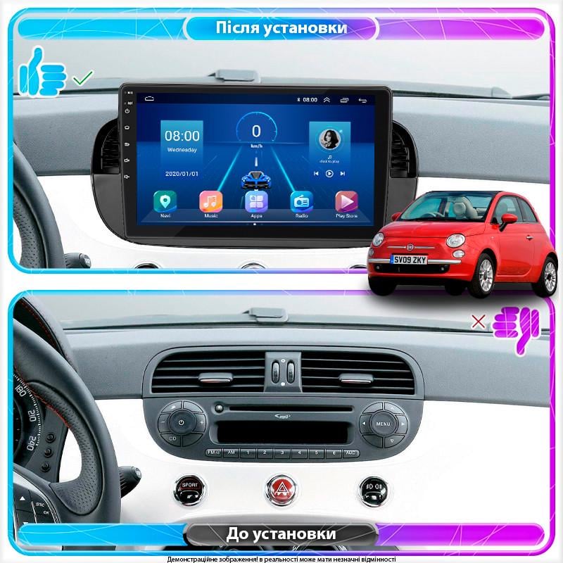 Магнитола штатная Lesko для Fiat 500 II 2007-2015 экран 9" 4/64Gb 4G Wi-Fi GPS Top - фото 3