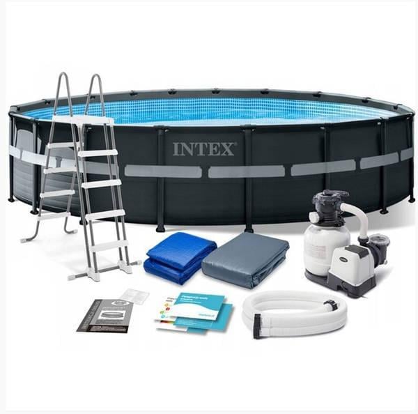 Бассейн каркасный круглый Intex 26330 с лестницей/песочным фильтром/скимером 549x132 см 26423 л (14951320)