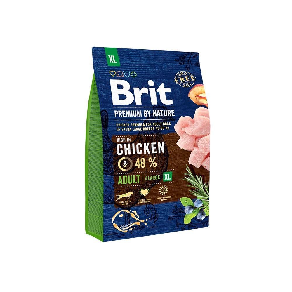 Корм сухой Brit Premium Dog Adult XL для взрослых собак гигантских пород весом 45-90 кг с курицей 3 кг (8595602526512)