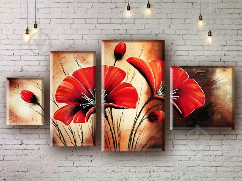 Модульная картина акрилом цветы ArtStar MHM17_4_152 размер 70 х 135 см