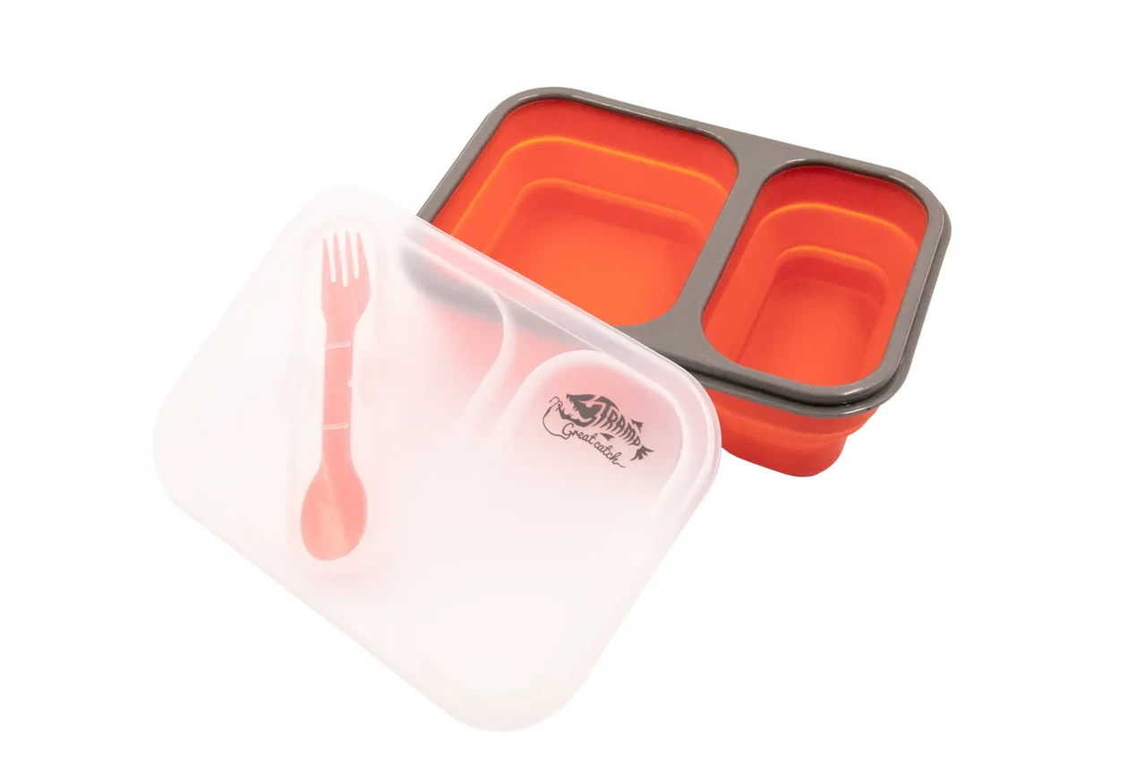 Контейнер Tramp складной силиконовый с ложкой-выделкой/крышкой 900 мл Оранжевый (UTRC-090-orange) - фото 2