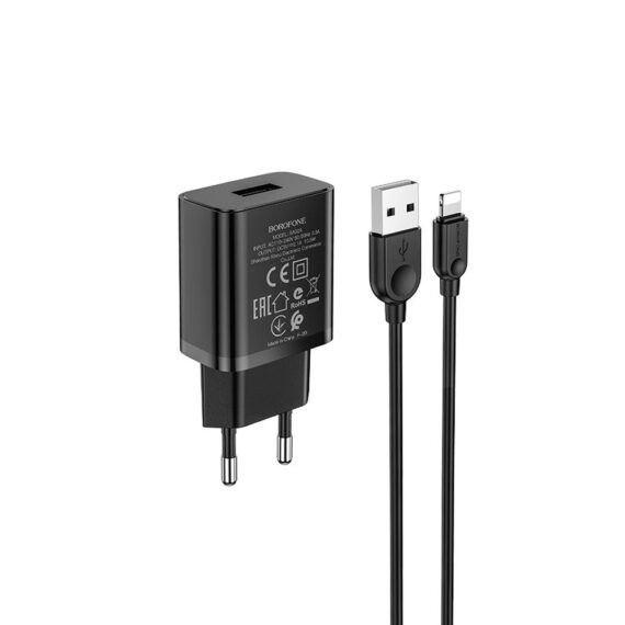 Зарядное устройство Borofone BA52A с кабелем USB-Lightning (20409400) Зарядное устройство Borofone BA52A с кабелем USB-Lightning (20409400)