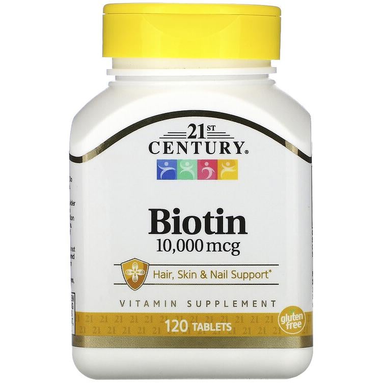 Біотин 21st Century Biotin вітамін B7, 10000 мкг 120 таблеток (1054889490)