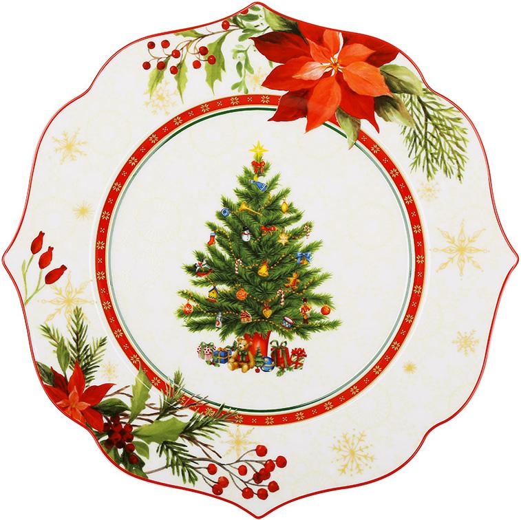 Тарілки порцелянові Christmas Story 2 тарілки 27,5 см Білий з червоним