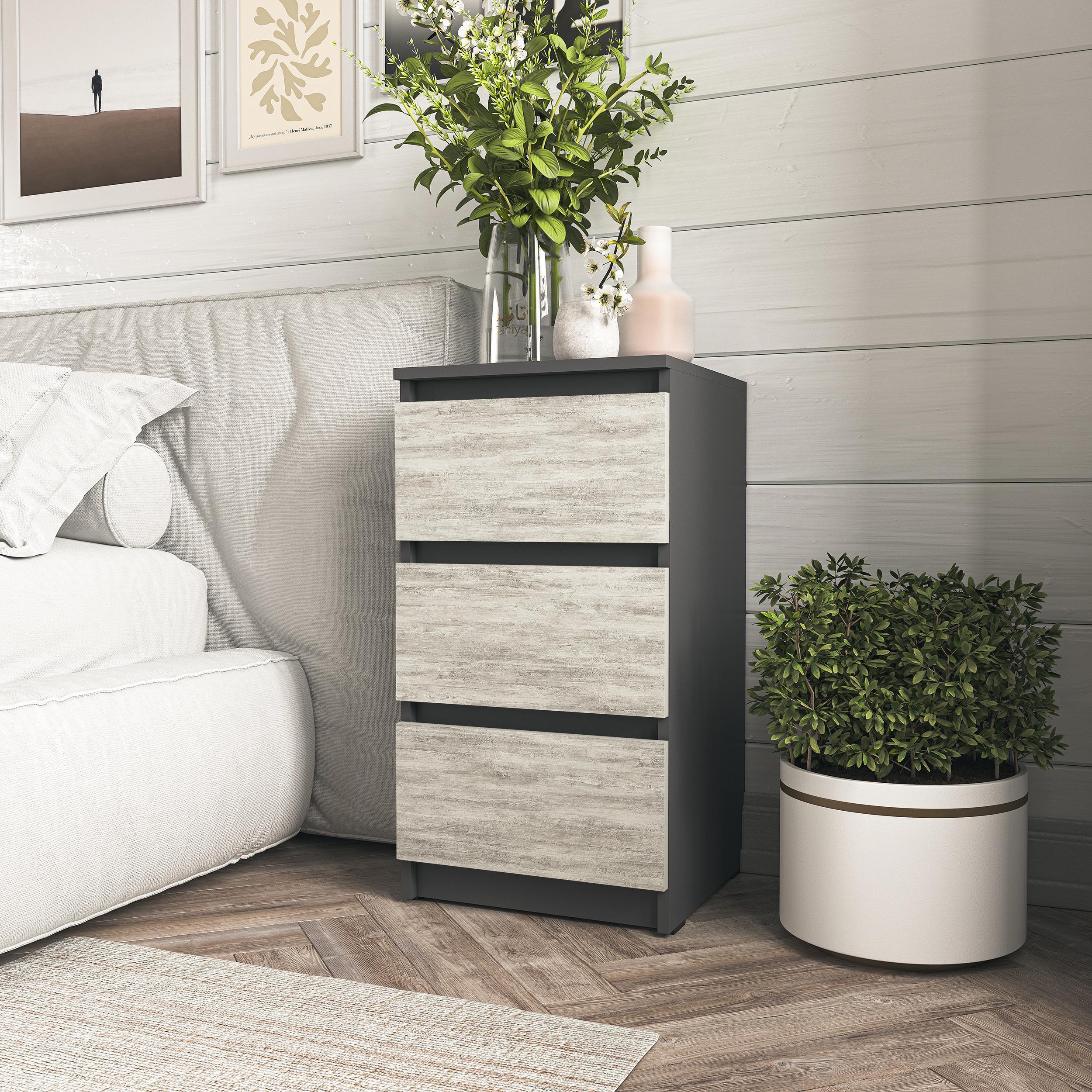 Тумба приліжкова на 3 ящики 400x758x398 мм Антрацитовий/Бетон (mt-216-an-bt) - фото 1 Тумба приліжкова на 3 ящики 400x758x398 мм Антрацитовий/Бетон (mt-216-an-bt) - фото 1