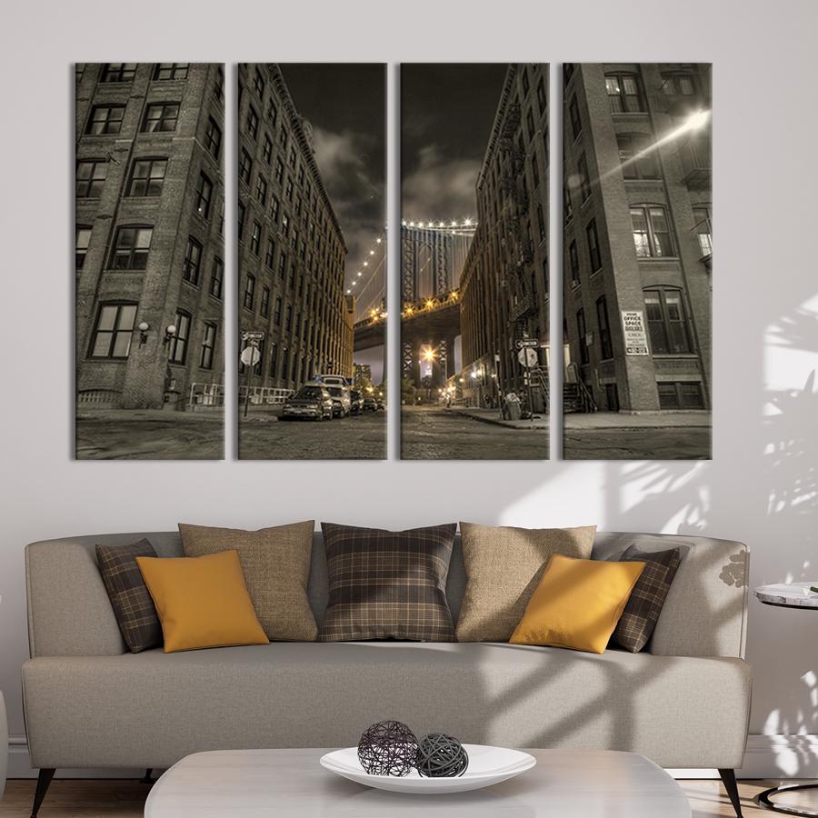 Картина модульная из 4 частей Бруклинский мост и здания XL 209x133 см (316-41)