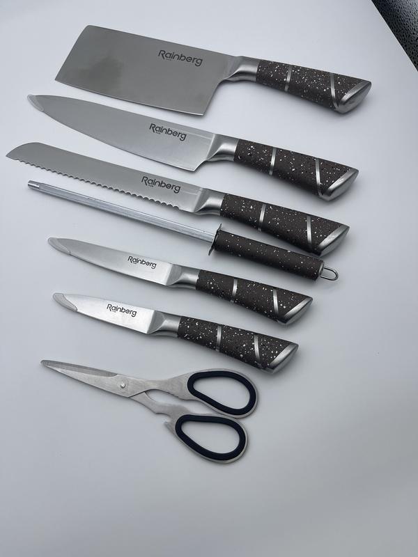 Набір кухонних ножів Rainberg Rb-8805 з акриловою підставкою - фото 