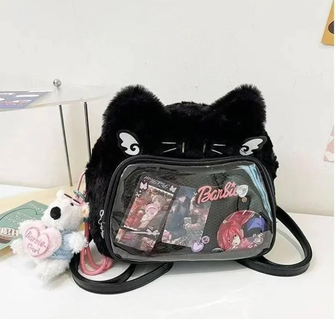 Сумка женская с ушками меховая с экраном для игрушек и картинок в стиле K POP Черный (2596353399) Сумка женская с ушками меховая с экраном для игрушек и картинок в стиле K POP Черный (2596353399)