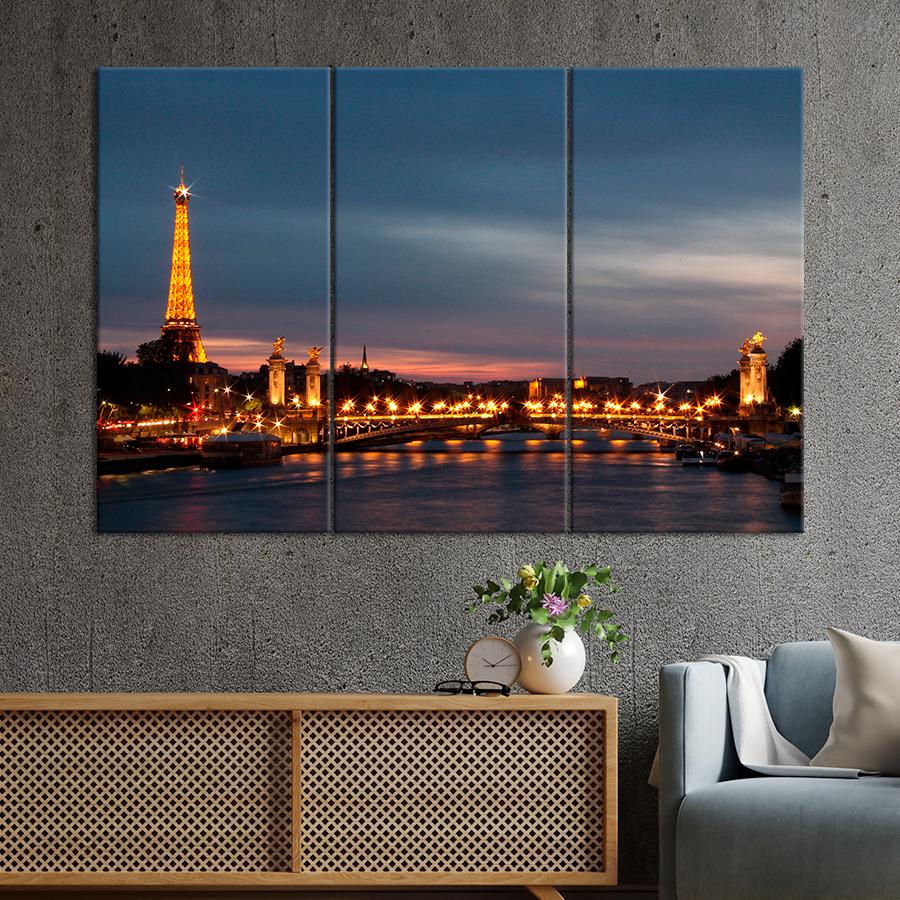 Картина город Романтика ночного Париже 156x100 см (A842-3)