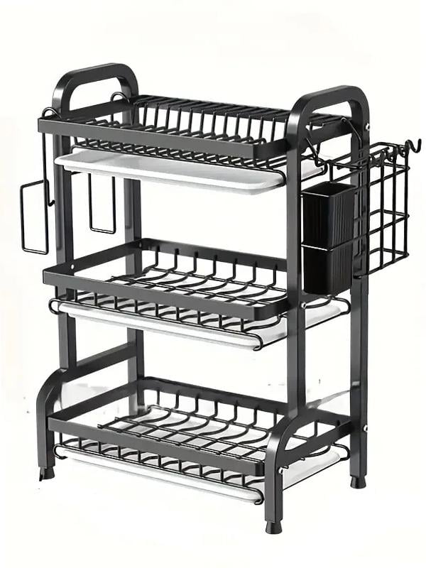 Сушилка для посуды Bawl Rack металлическая трехъярусная 61х42х24 см Черный (BR3)