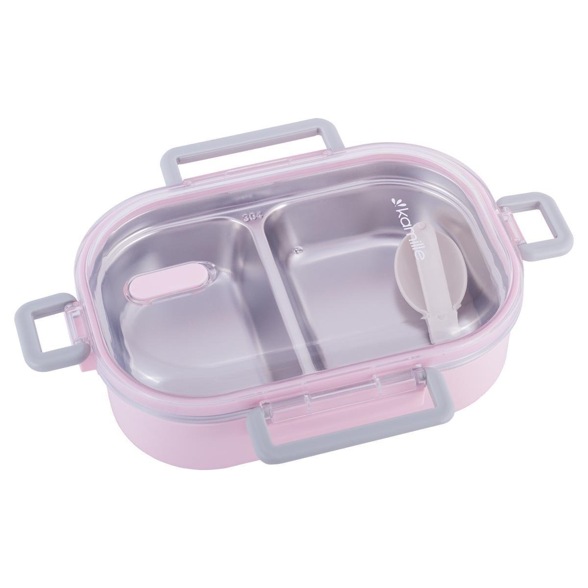 Ланч-бокс Kamille на 2 секции пластик/металл Розовый (2118)