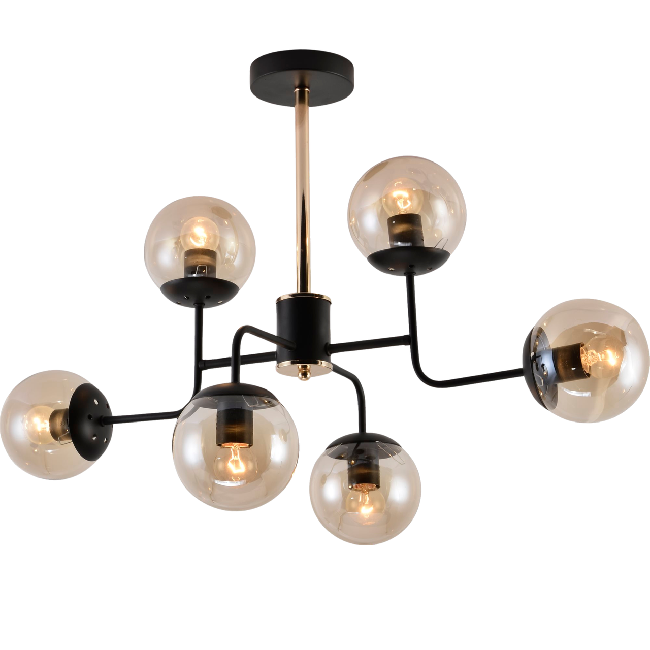 Люстра Valeso на шесть сферических плафонов под лампы Е27 Черный/Золотой (V XA1494/6 BK+FGD)