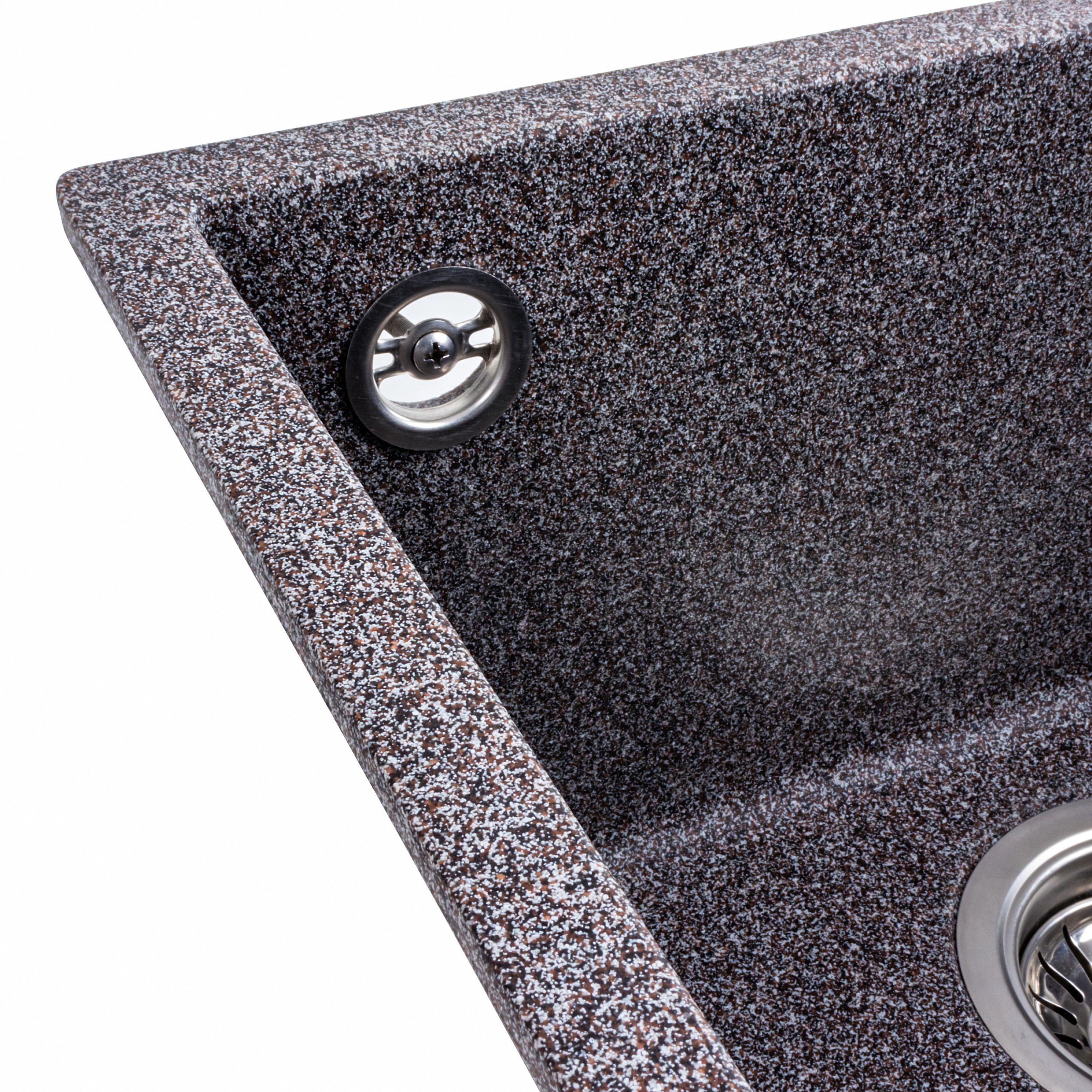 Мийка кухонна Platinum PLS-A40840 гранітна квадратна 440x440 мм Сірий (25964870) - фото 5