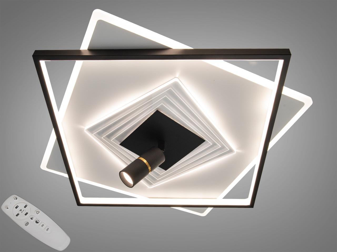 Люстра светодиодная 5535WH+BK dimmer 95Вт с пультом Черный/Белый (2957216519)