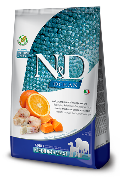 Корм для собак сухой беззерновой Farmina N&D Grain Free OCEAN PUMPKIN с щепкой и апельсином 12 кг
