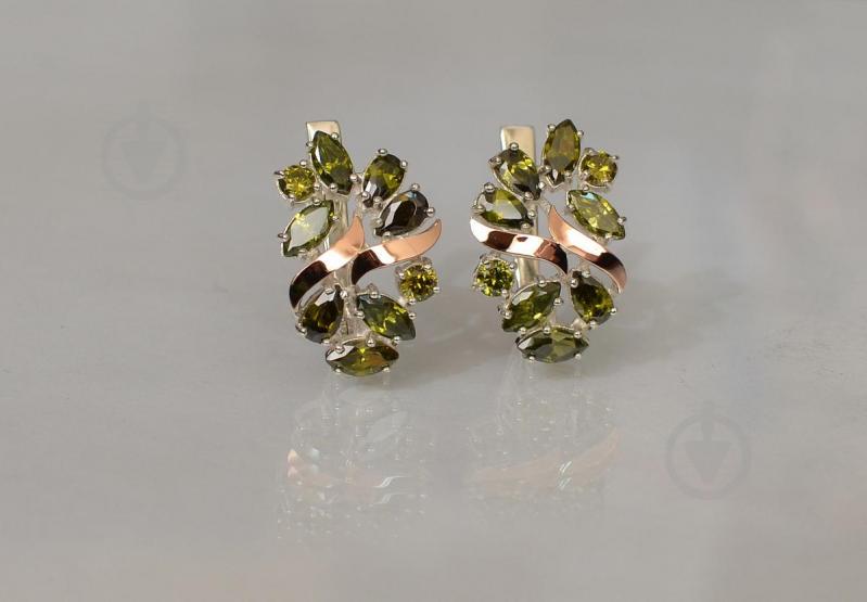 Серебряные серьги Sil с золотыми накладками 133s-12 Олива (Sil-712)