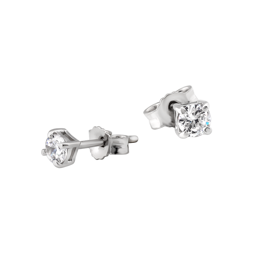 Серьги серебряные пусеты Камешок с белыми фианитами