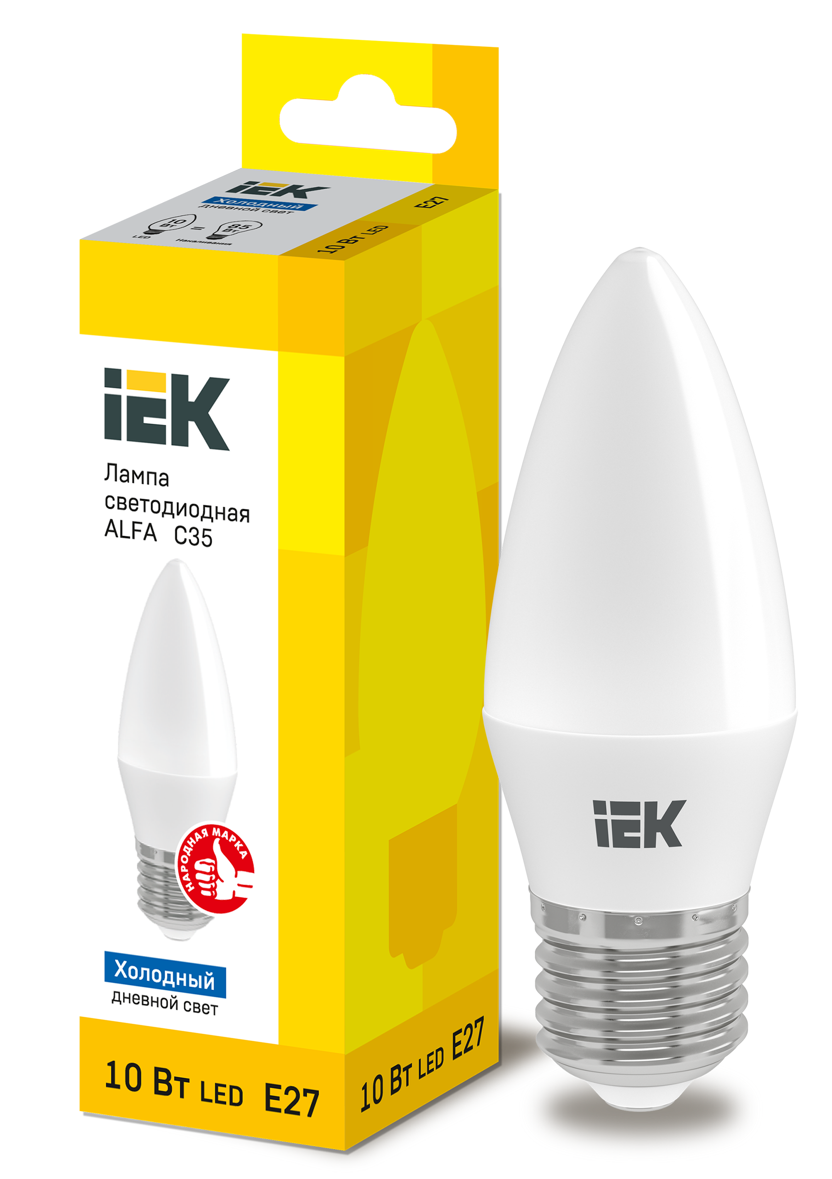 Лампа светодиодная филаментная УЕК alfa C35 свеча 10V 220W 900lm 6500К E27 37х100 мм (LLA-C35-10-230-65-E27) - фото 1