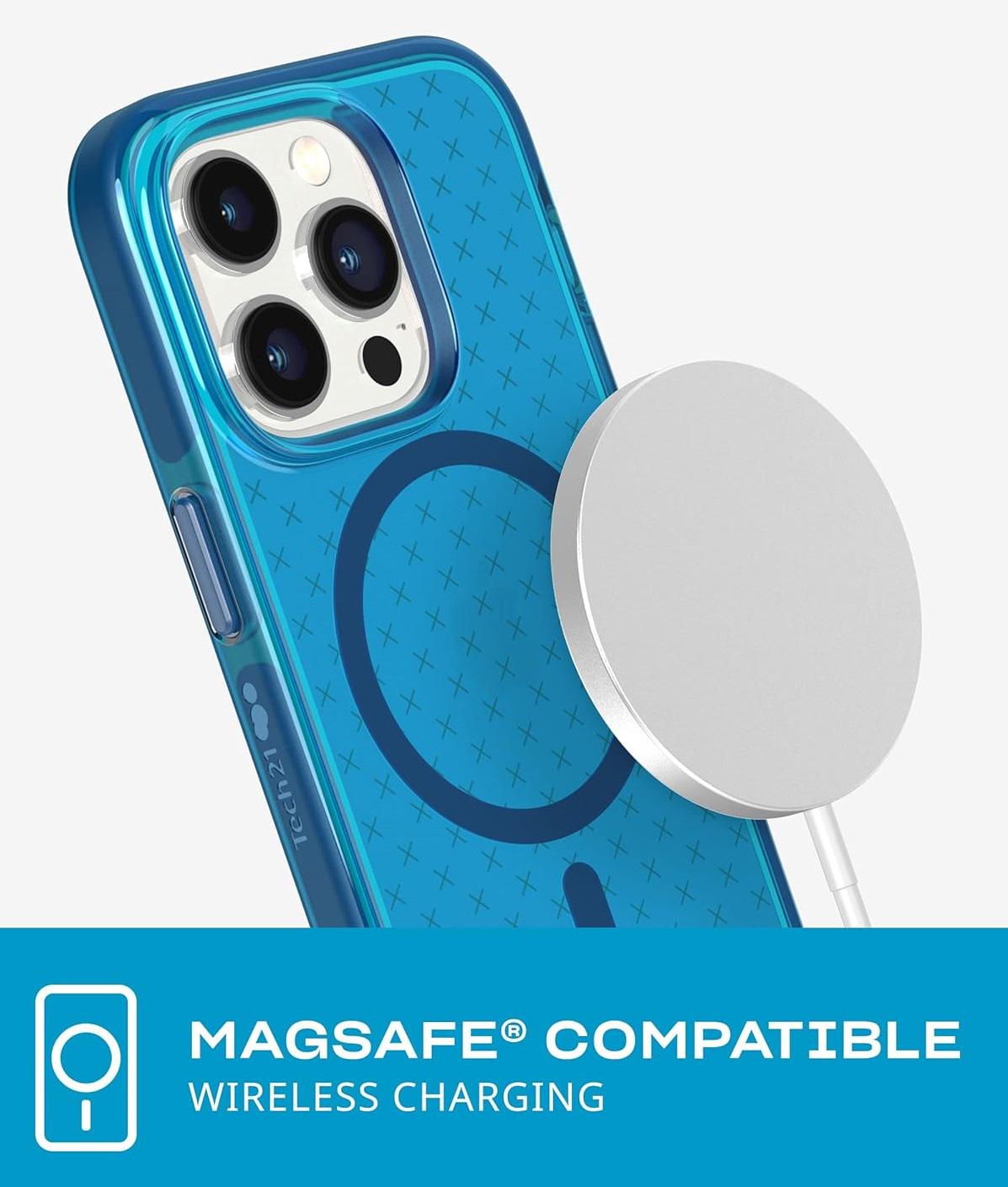 Противоударный чехол силиконовый Tech21 Evo Check MagSafe для Iphone 14 Pro Max (6.7") Classic Blue - фото 14