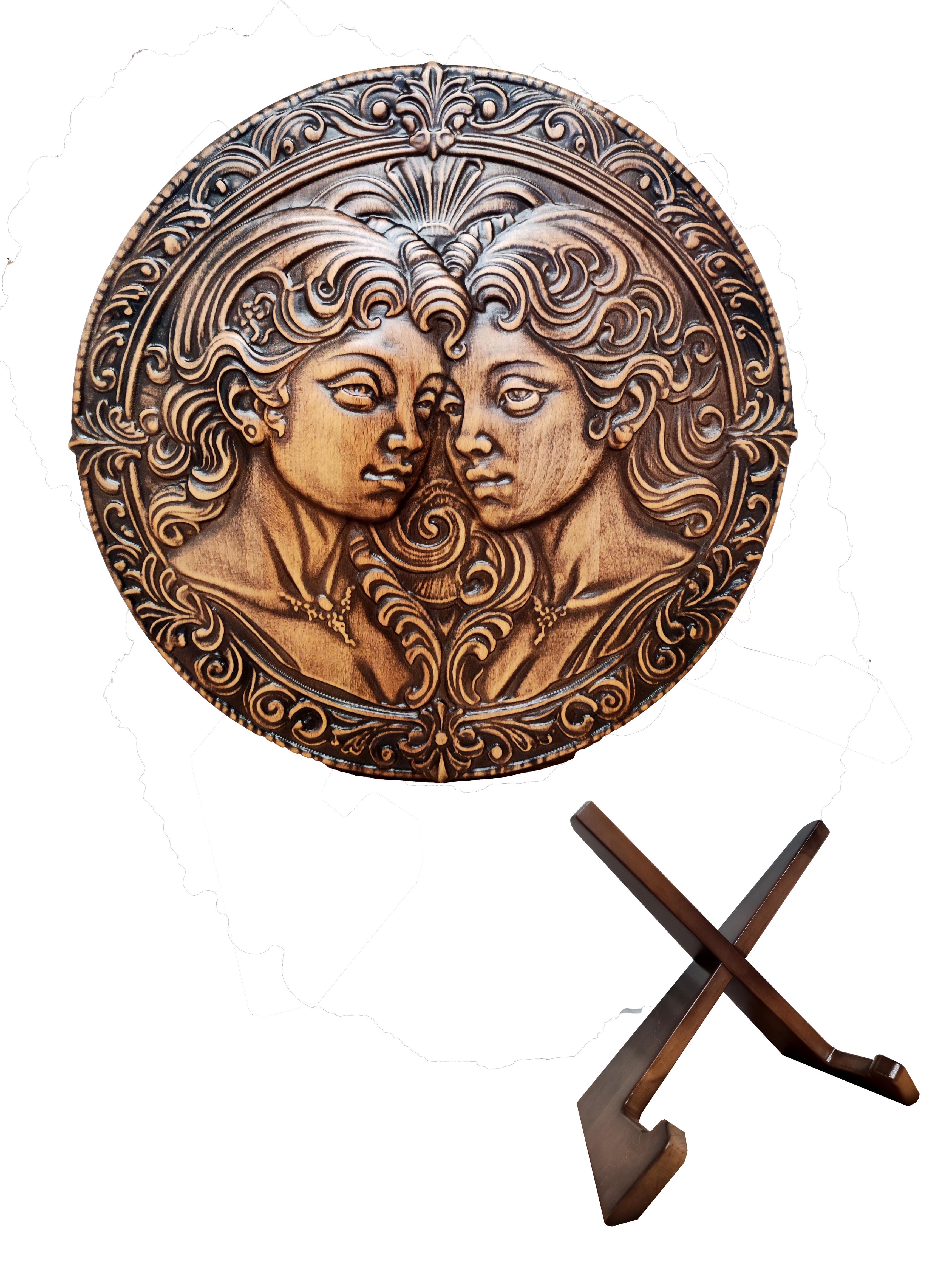 Сувенир из дерева ALEDRO Зодиак Близнецы 350х350х30 мм (2772975824)