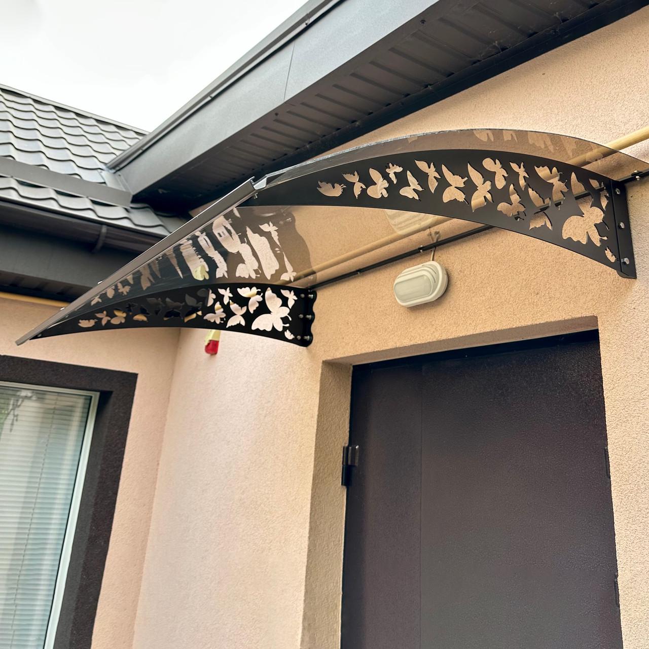 Навес-козырек Prime Бабочки поликарбонат монолитный 3 мм 150х100 см (30424051)